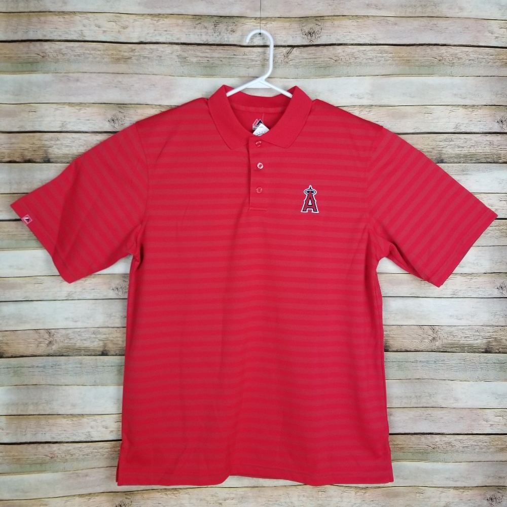 NWT Majestic Red Anaheim Angel Baseball Polo Sz XL